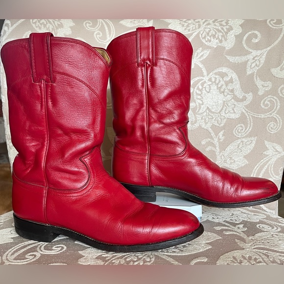 Justin Boots Shoes - Justin Women's Vintage Red Kipskin Leather Roper Cowboy Boots (Sz: 8B)